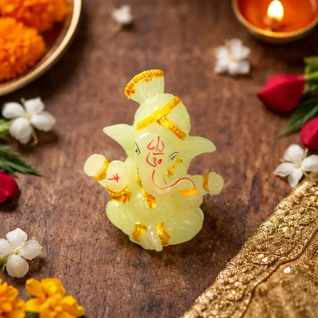 Night Glow Ganesh Idol for Car Dashboard